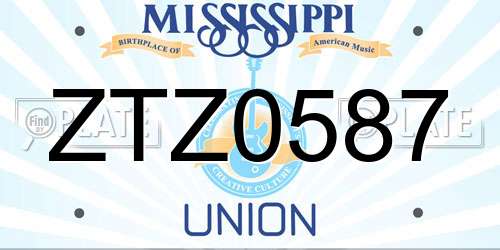 ZTZ0587 Mississippi License Plate