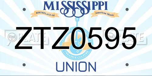 ZTZ0595 Mississippi License Plate