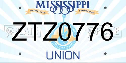 ZTZ0776 Mississippi License Plate