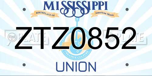 ZTZ0852 Mississippi License Plate