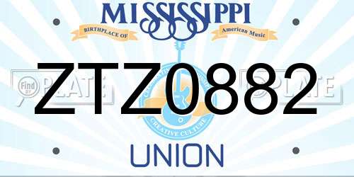 ZTZ0882 Mississippi License Plate