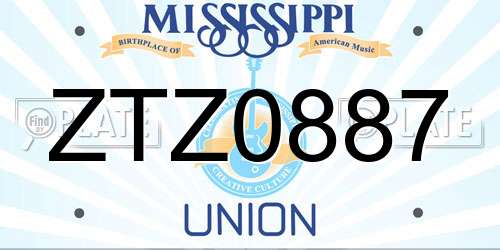 ZTZ0887 Mississippi License Plate