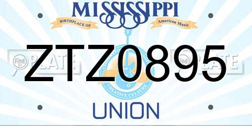 ZTZ0895 Mississippi License Plate