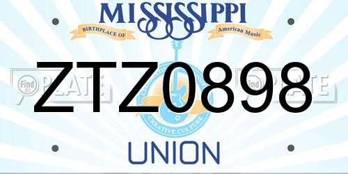 ZTZ0898 Mississippi License Plate