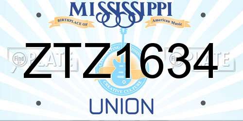 ZTZ1634 Mississippi License Plate