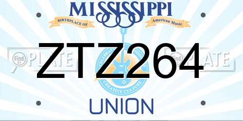 ZTZ264 Mississippi License Plate