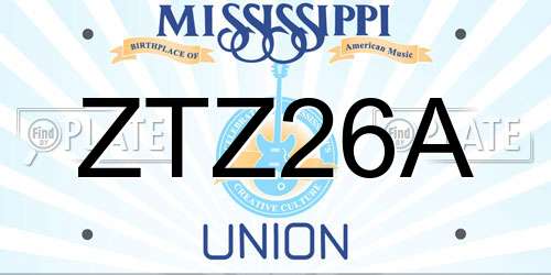 ZTZ26A Mississippi License Plate