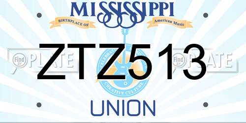 ZTZ513 Mississippi License Plate
