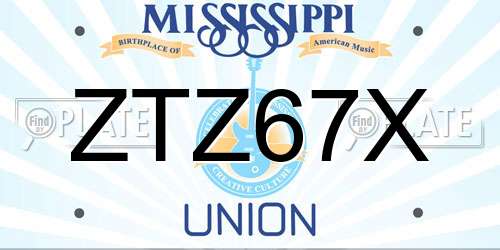 ZTZ67X Mississippi License Plate