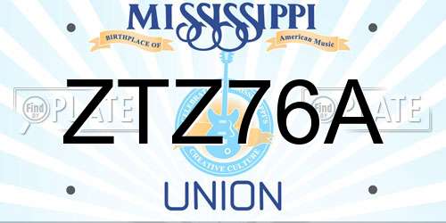 ZTZ76A Mississippi License Plate