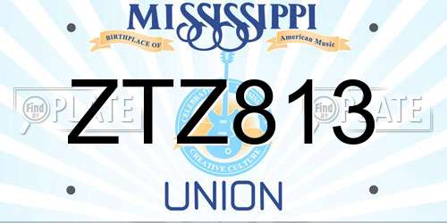 ZTZ813 Mississippi License Plate