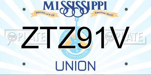 ZTZ91V Mississippi License Plate