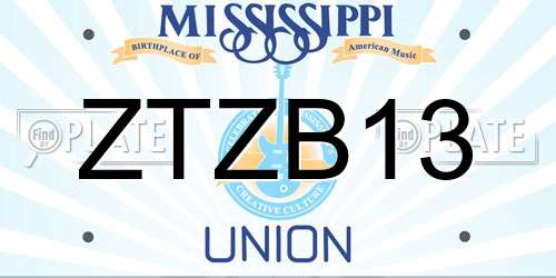 ZTZB13 Mississippi License Plate