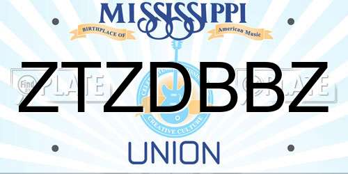 ZTZDBBZ Mississippi License Plate