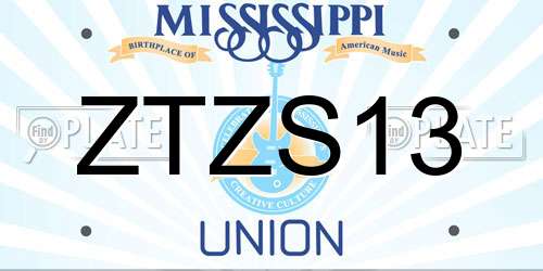 ZTZS13 Mississippi License Plate