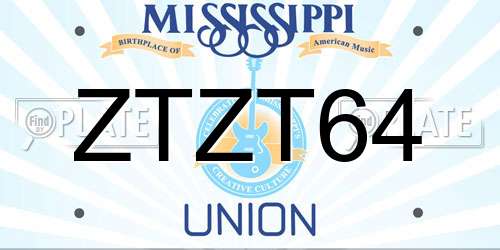 ZTZT64 Mississippi License Plate