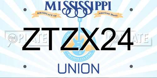 ZTZX24 Mississippi License Plate