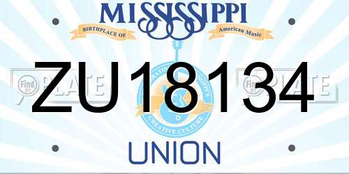 ZU18134 Mississippi License Plate