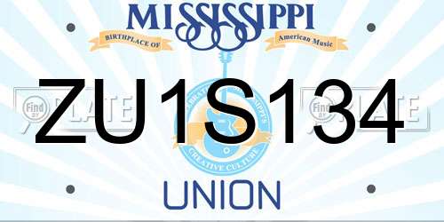 ZU1S134 Mississippi License Plate