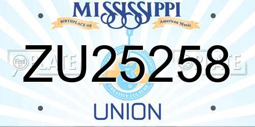 ZU25258 Mississippi License Plate