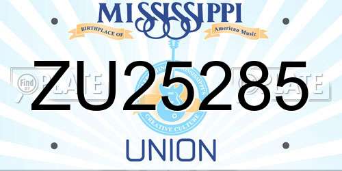 ZU25285 Mississippi License Plate