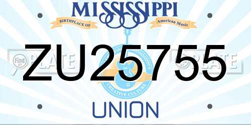 ZU25755 Mississippi License Plate