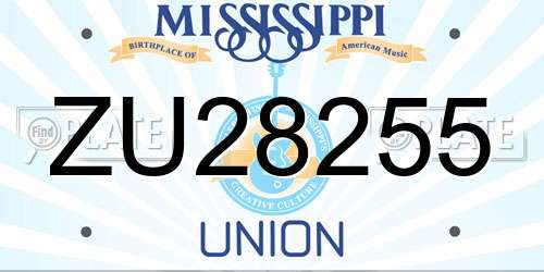 ZU28255 Mississippi License Plate