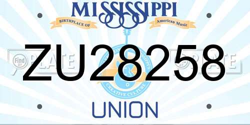 ZU28258 Mississippi License Plate