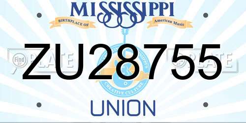 ZU28755 Mississippi License Plate