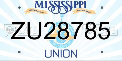 ZU28785 Mississippi License Plate