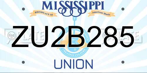 ZU2B285 Mississippi License Plate