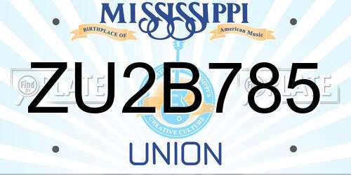 ZU2B785 Mississippi License Plate