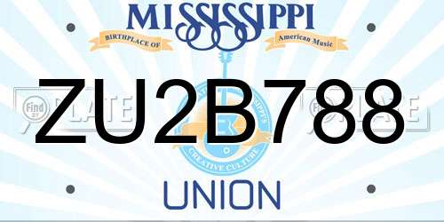 ZU2B788 Mississippi License Plate