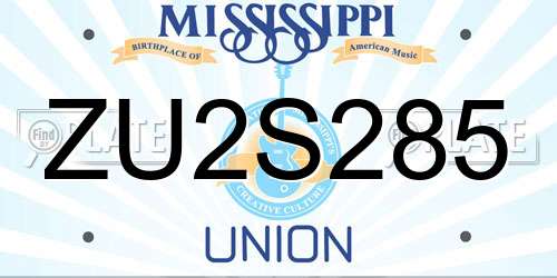 ZU2S285 Mississippi License Plate