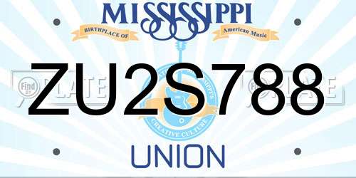 ZU2S788 Mississippi License Plate