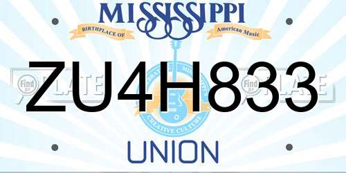 ZU4H833 Mississippi License Plate