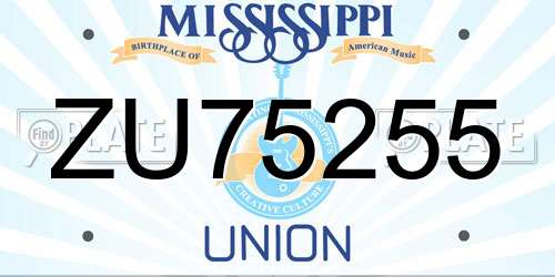 ZU75255 Mississippi License Plate