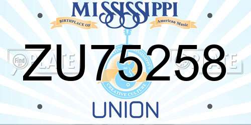 ZU75258 Mississippi License Plate