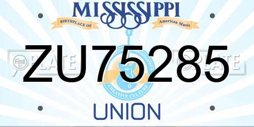 ZU75285 Mississippi License Plate