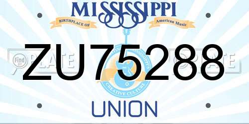 ZU75288 Mississippi License Plate