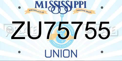 ZU75755 Mississippi License Plate