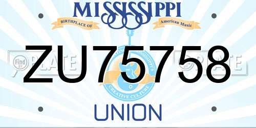 ZU75758 Mississippi License Plate