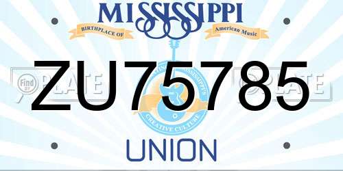 ZU75785 Mississippi License Plate