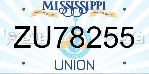ZU78255 Mississippi License Plate