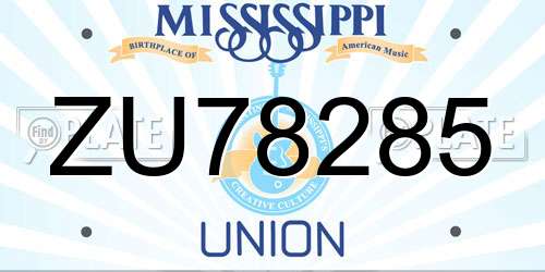 ZU78285 Mississippi License Plate