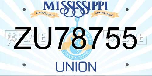 ZU78755 Mississippi License Plate
