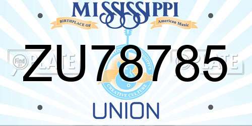 ZU78785 Mississippi License Plate