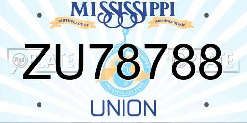 ZU78788 Mississippi License Plate