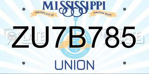 ZU7B785 Mississippi License Plate