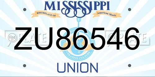 ZU86546 Mississippi License Plate